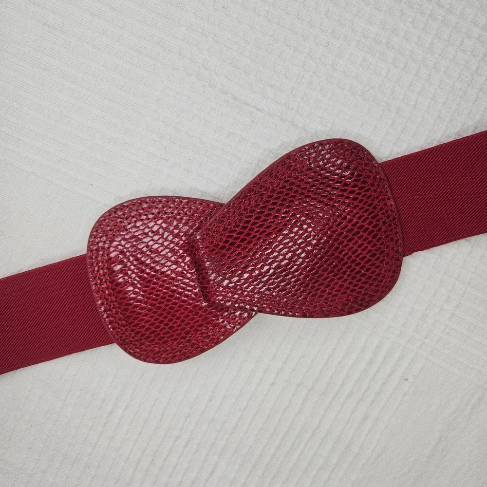 Stretch Waist Interlock Belt OS‎ Dark Red 80s Inspired